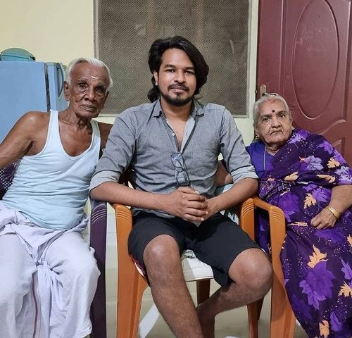 Madan Gowri with his grandparents