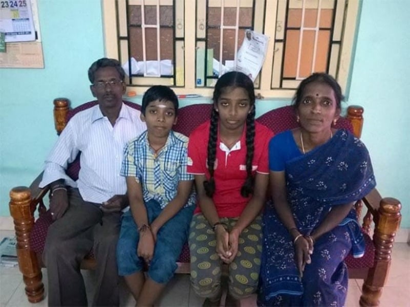 Rameshbabu Praggnanandhaa with his family members