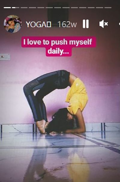 Shreya Lenka practicing yoga