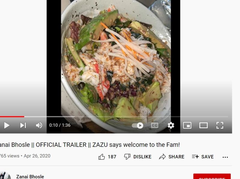 Zanai Bhosle stated her food habit on her YouTube channel