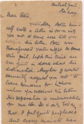 A letter written by Bhagat Singh to the sister of Batukeshwar Dutt