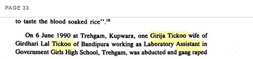 A snippet from a book mentioning Girija Tickoo's profession