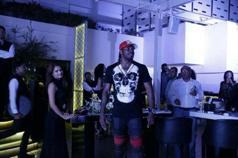 Archana Gautam at a party with cricketer Chris Gayle
