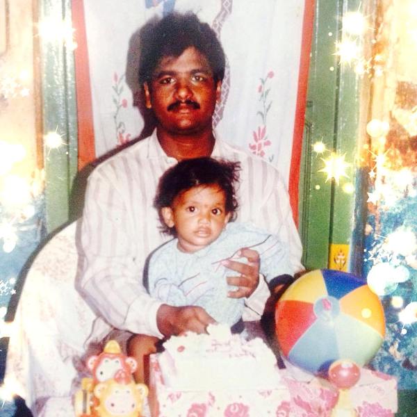 Childhood picture of RJ Chaitu with his father