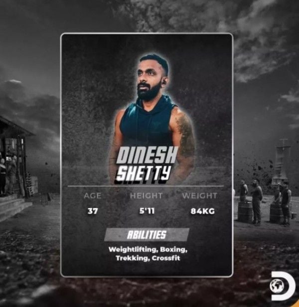 Dinesh Shetty's height shown on the show 'India's Ultimate Warrior'
