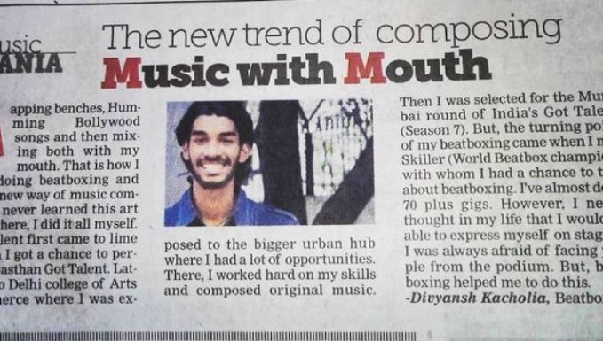 Divyansh Kacholia in a newspaper article