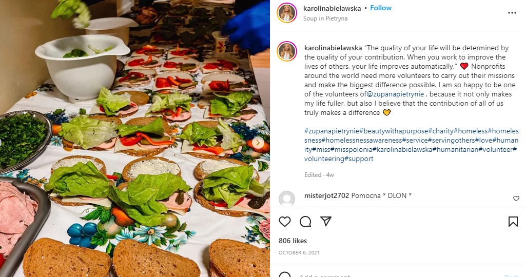 Karolina Bielawska's Instagram posts about her eating habits