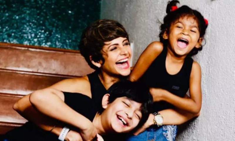 Mandira Bedi with her son and daughter