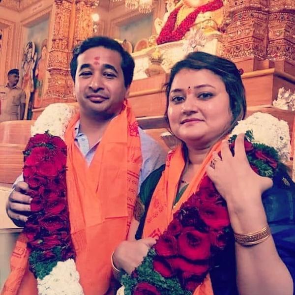 Nitesh Narayan Rane with his wife 