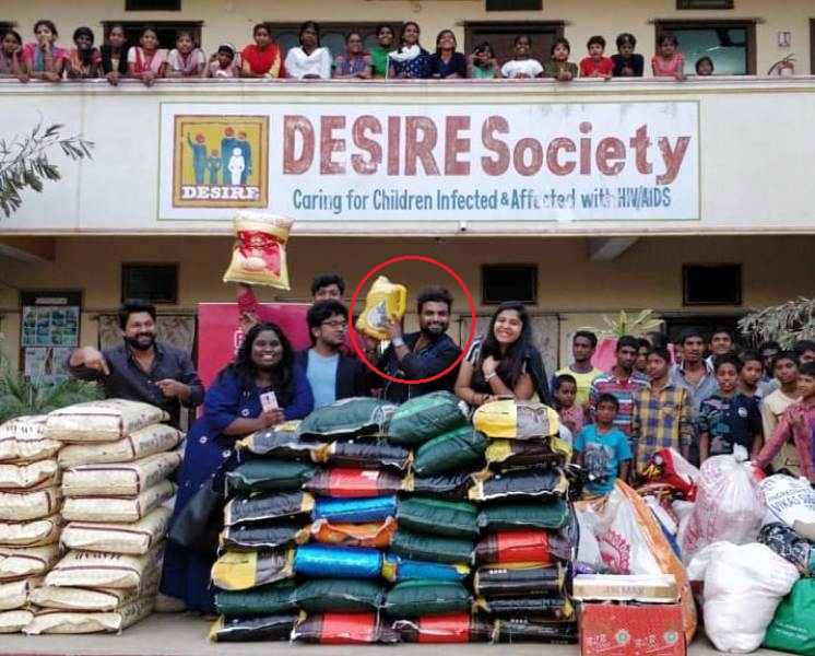 RJ Chaitu volunteering at DESIRE Society, Hyderabad