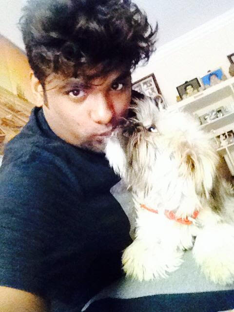 RJ Chaitu with his dog