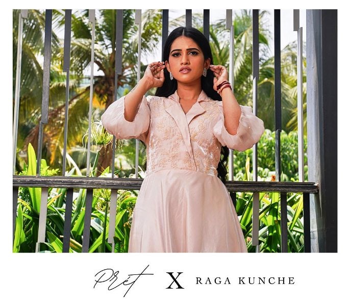 Sravanthi Chokarapu modelling for the clothing brand Raga Kunche in 2021