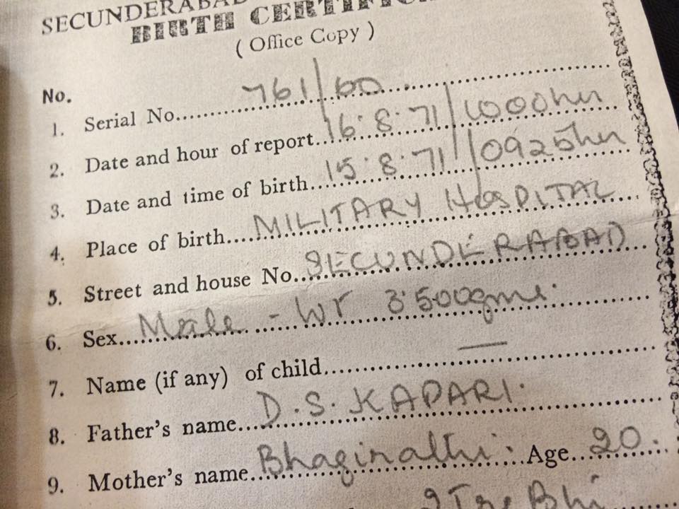 Vinod Kapri's birth certificate