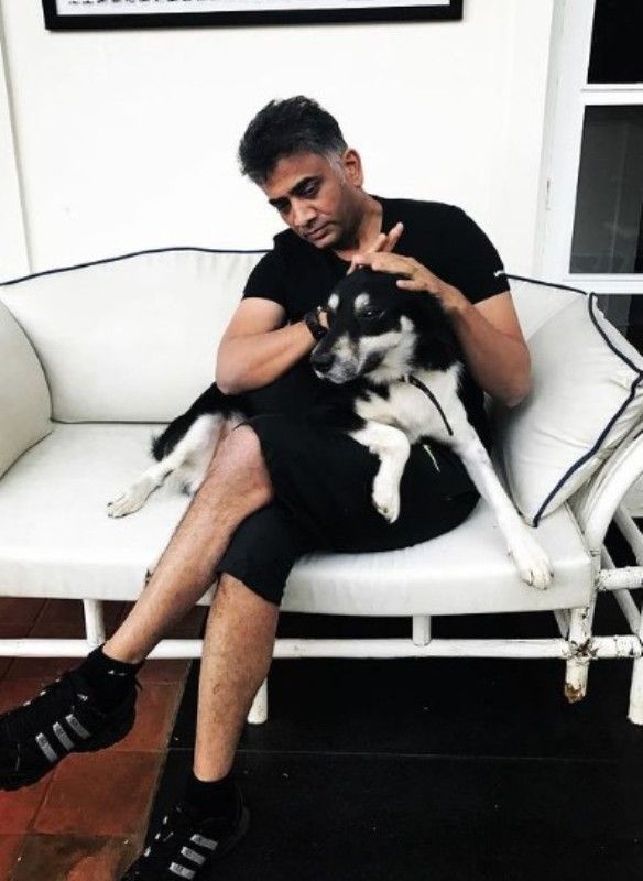 Aakar Patel with his pet dog