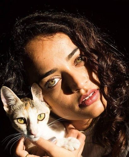 Anjali Sivaraman with her pet cat