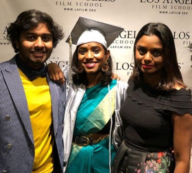 Anusha Rao with her siblings
