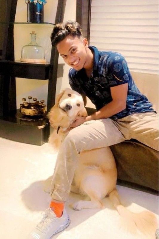 Ayush Badoni with his pet dog