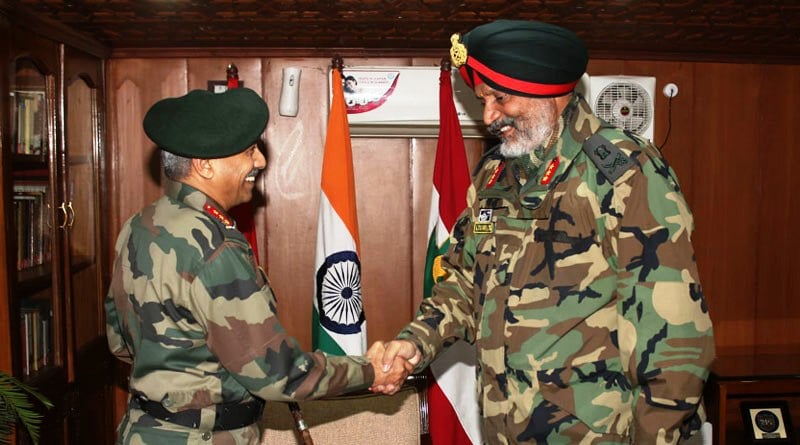 BS Raju taking over the command of 15 Corps from Lt Gen KJS Dhillon