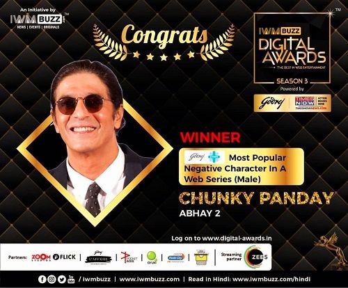 Chunky Panday winner of IWM Buzz Digital Awards 2021