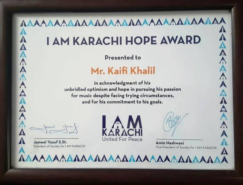 Kaifi Khalil's I Am Karachi Hope Award (2016)