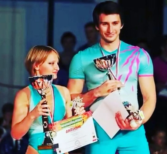Katerina Vladimirovna Tikhonova with her partner during Acrobatic Rock n' Roll Championship