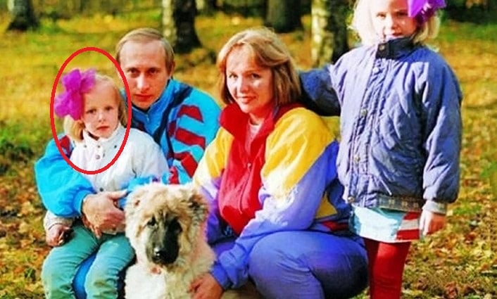 Little Katerina with her father, Vladimir Putin, her mother, Lyudmila, and her elder sister Maria