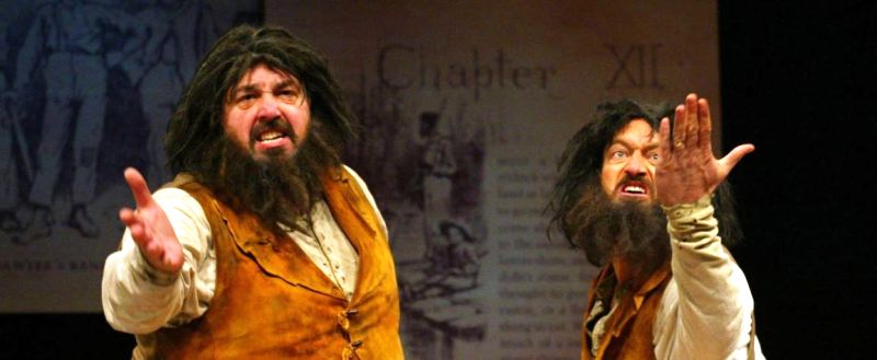 Lyle Kanouse (left) in the hearing role and Troy Kotsur (right) in the signing role of Papp in the play Big River (2011)