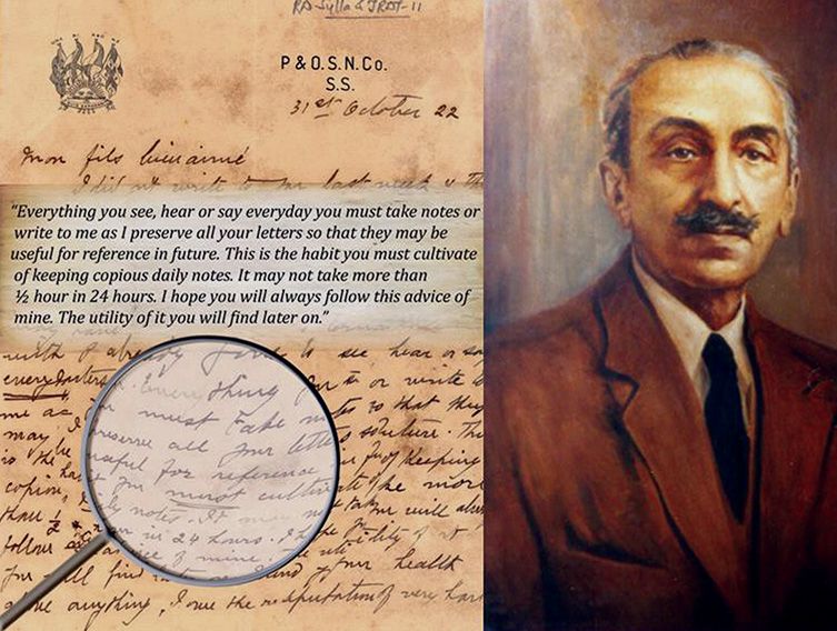 A letter written by R.D. Tata offering advice to his son J.R.D. Tata