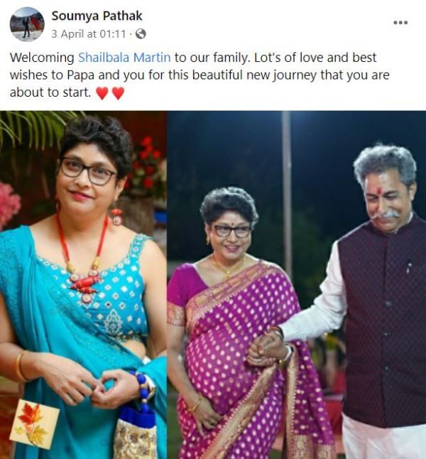 Facebook post of Rakesh Pathak's daughter Saumya Pathak