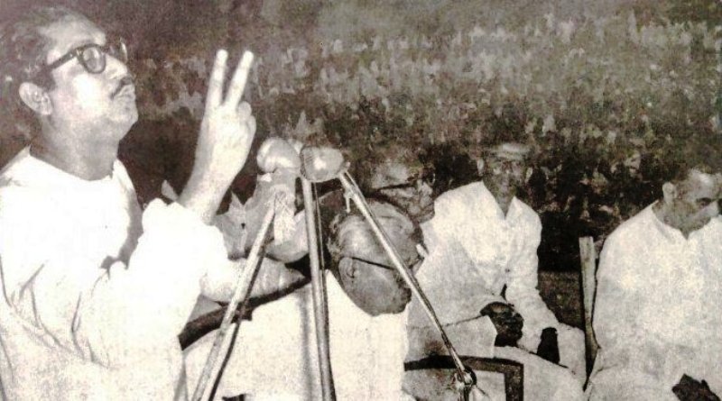 Sheikh Mujib during a speech in Dhaka, after his release from prison in 1962