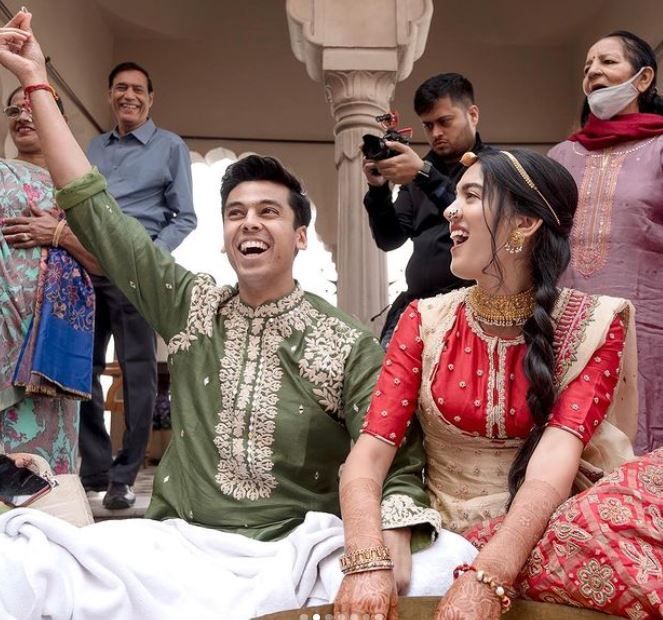 Shivani Bafna doing marriage rituals with her husband
