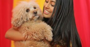 Subah Jain with her dog