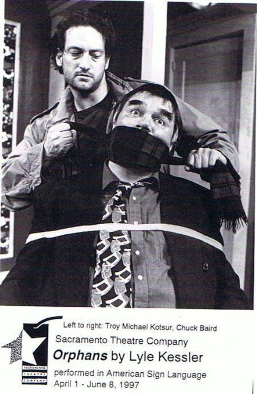 Troy Kotsur with American deaf artist Chuck Baird in Lyle Kessler's play Orphan (1997)