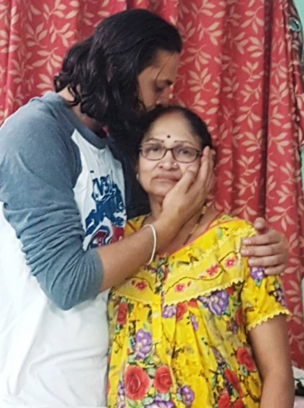 Vinay Bidappa with his mother