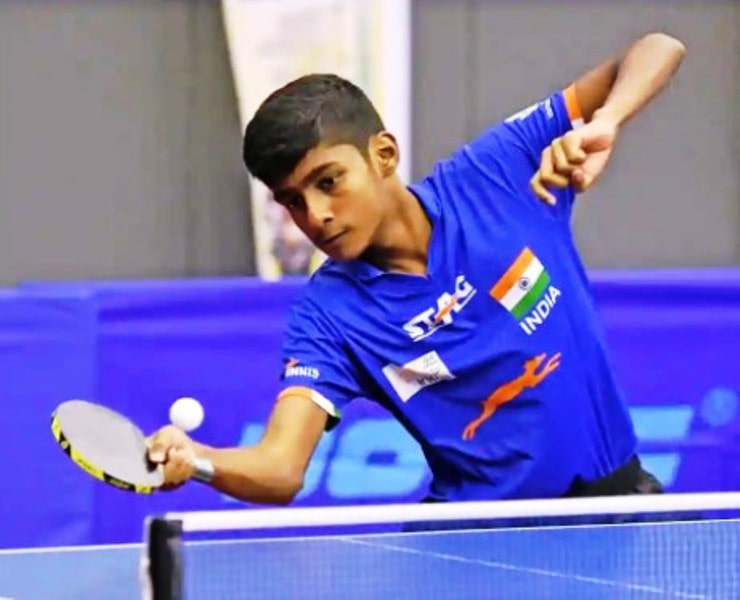 Vishwa Deenadayalan during a table tennis match
