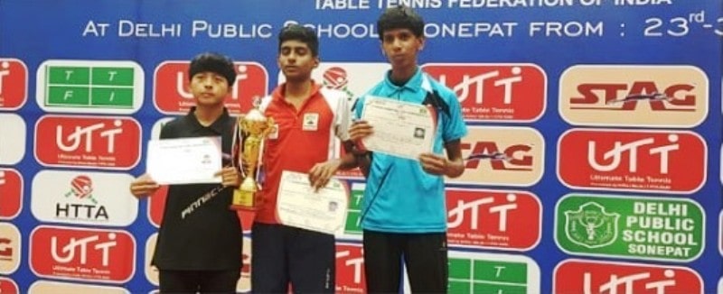 Vishwa after winning the Junior Boys National Table Tennis Championship