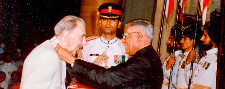 J.R.D. Tata receiving Bharat Ratna