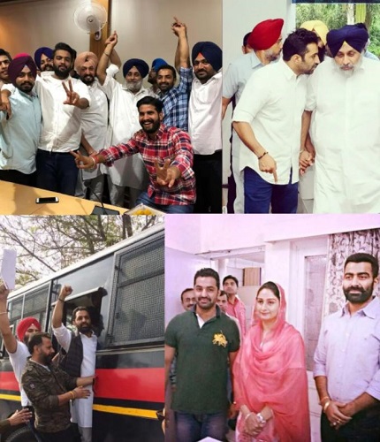 A collage of Vicky Middukhera with political leaders