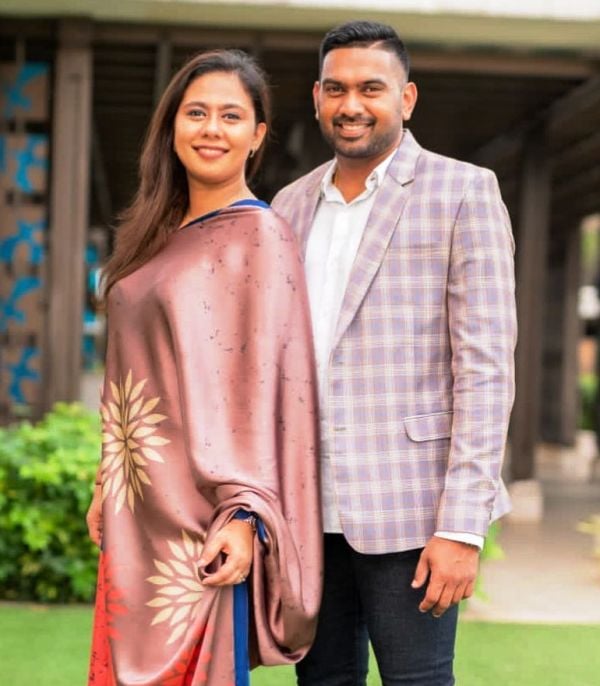 A picture of Bhanuka Rajapaksa with his wife, Sandrine Pereira