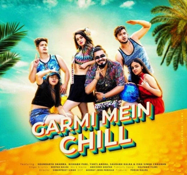 A poster of Yukti's dance video titled Garami Mein Chilla