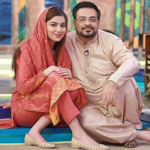 Aamir Liaquat Hussain with his second wife, Syeda Tuba Aamir