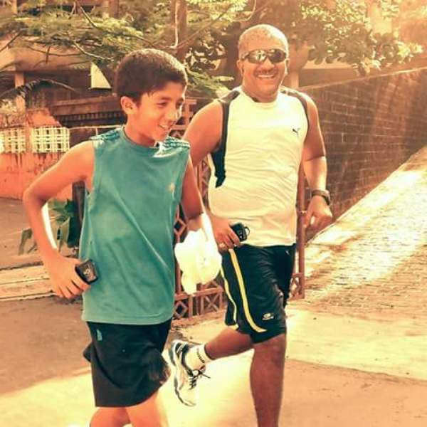 Aditya running with his father