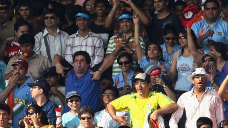 Crowd at a cricket stadium seen monkey chanting