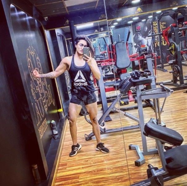 Jasmine M Moosa in the gym