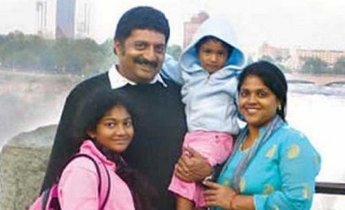Prakash Raj with his ex-wife, son (Sidhu), and daughter