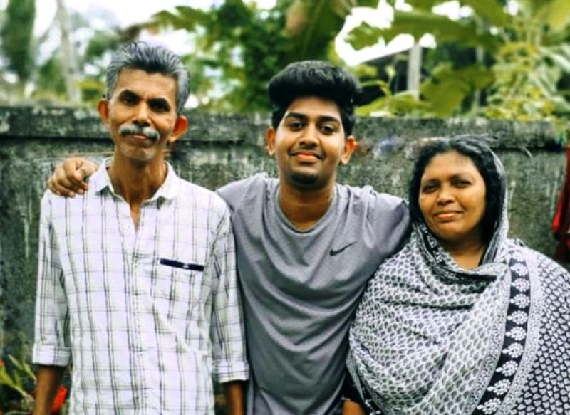 Riyas Salim with his parents
