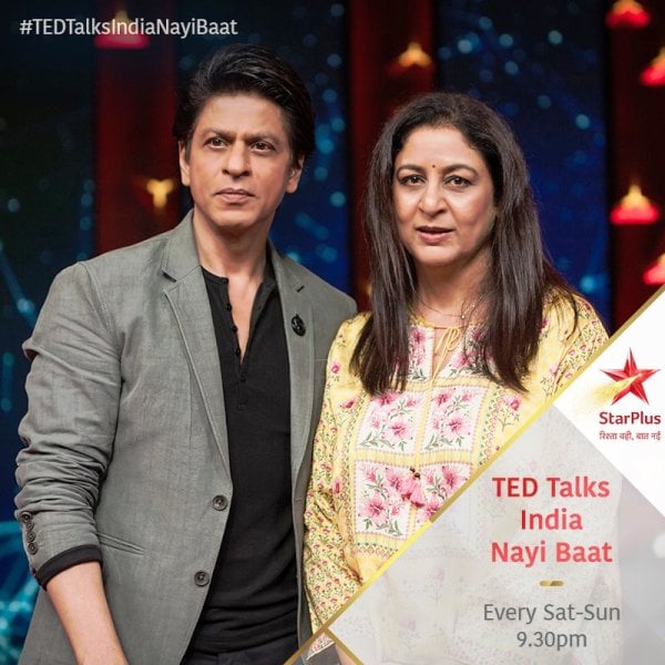 Safeena Husain with Shah Rukh Khan, host of Ted Talks India Nayi Soch
