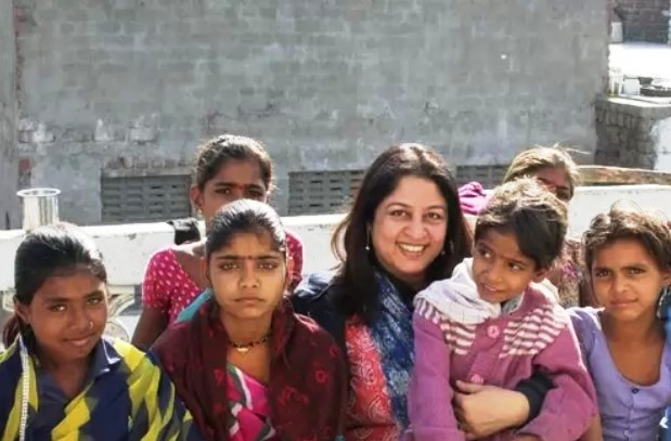 Safeena Husain with village girls
