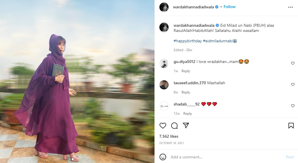 Warda Khan's Instagram post about her religion