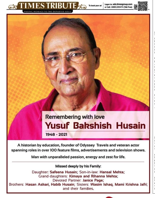 Yusuf Bakshish Husain, father of Safeena Husain